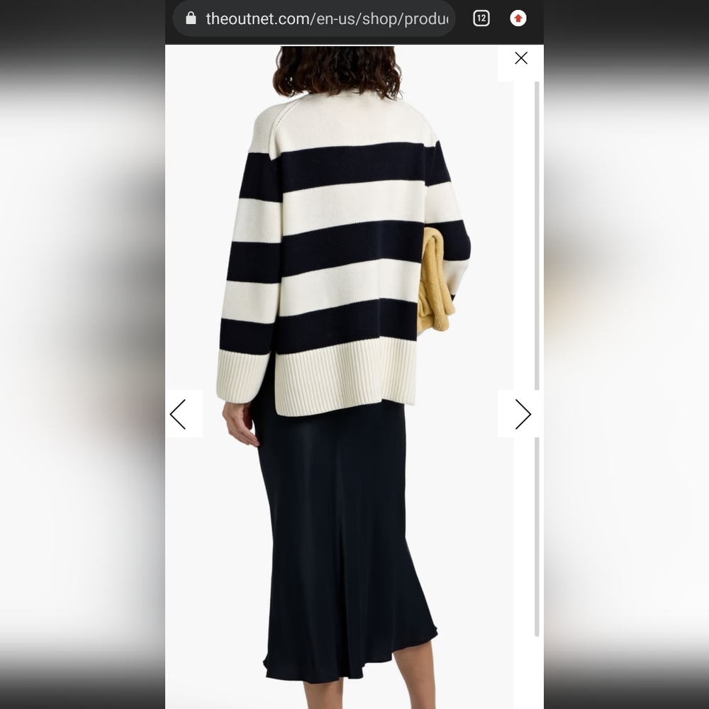 NWOT VINCE WOMENS OVERSIZED STRIPED ROLL NECK SWEATER - Picture 2 of 9